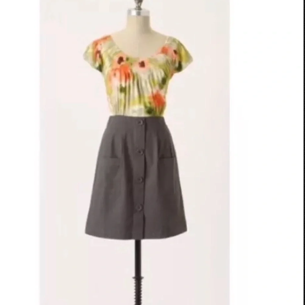 TABITHA Anthropologie Dress Zoya Lined Silk Blouse Mini Career Floral Watercolor